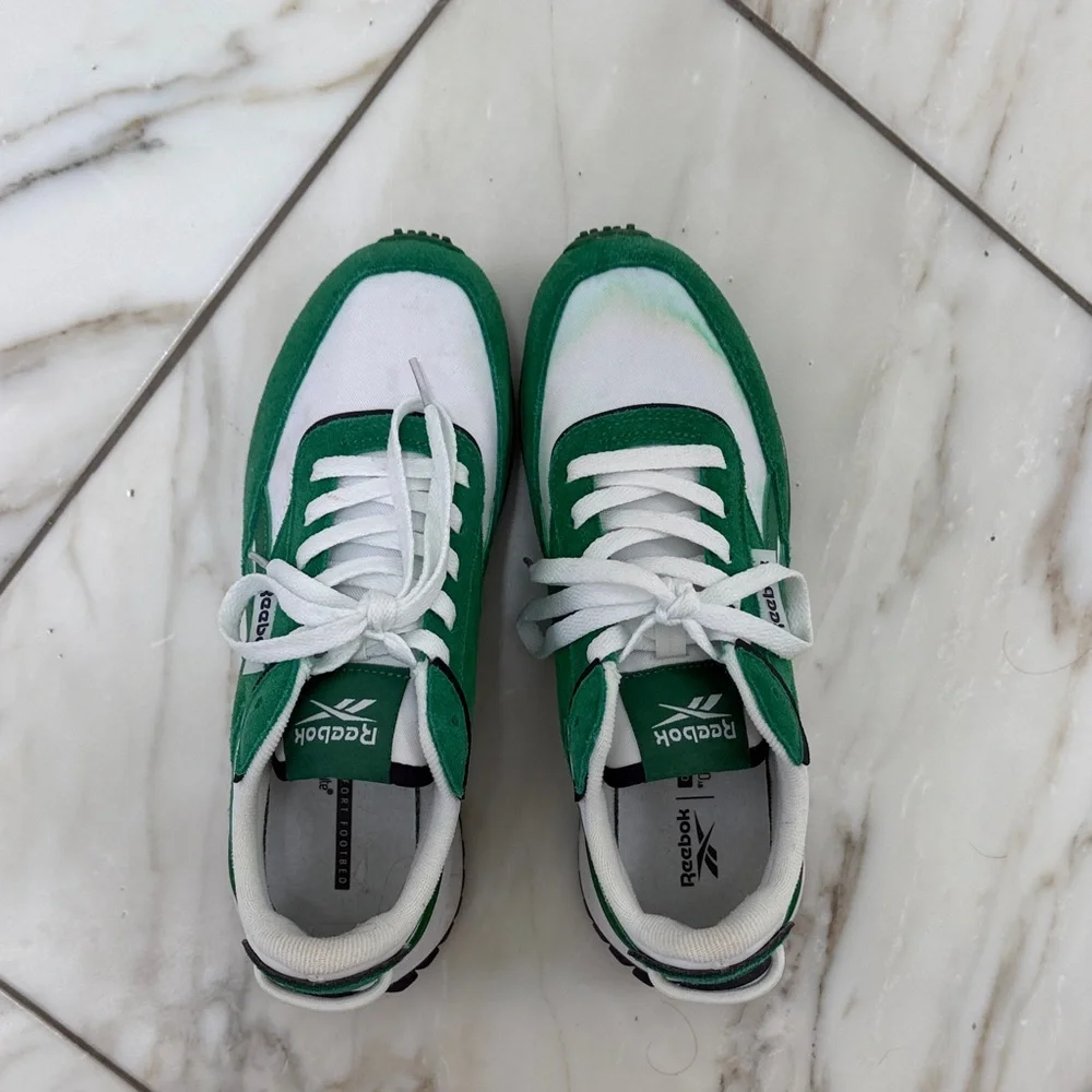 Reebok Green and White Retro Runner Sneakers